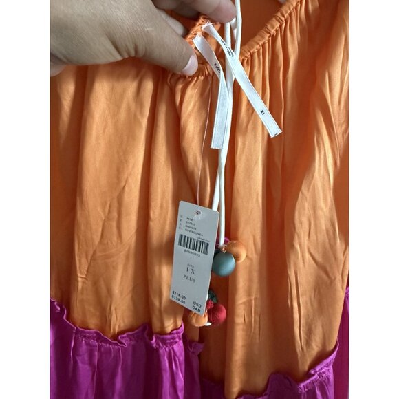 Brand New By Anthropologie Rainbow Tiered V-Neck Maxi Dress Size 1X Bohemian - Picture 7 of 8